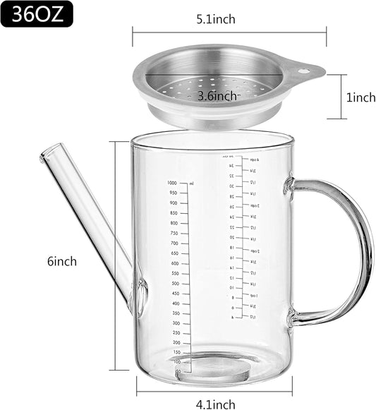 HyperSpace Glass Gravy Separator with Filter Cap, Fat Separator, Poultry Separator, Size of 4 cups or 1000ml