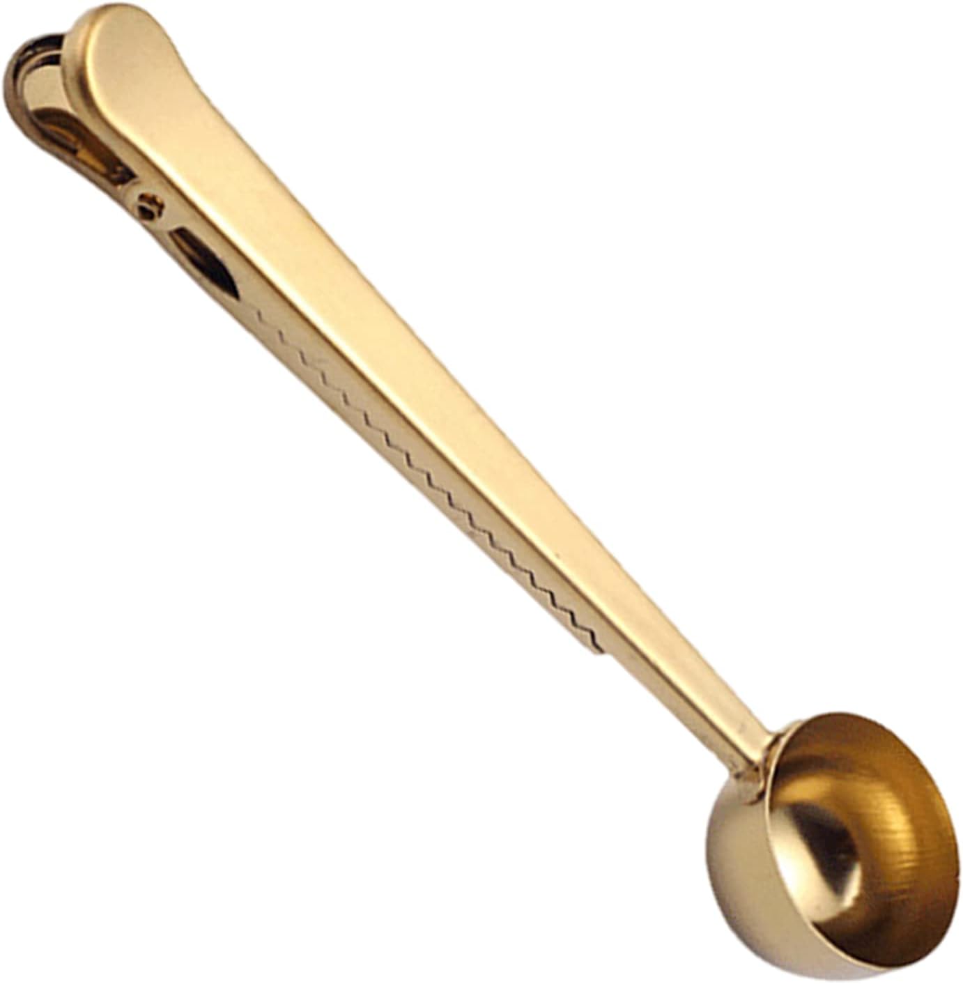 2-in-1 Coffee Scoop with Clip, Stainless Steel Coffee Measuring Spoon for Ground Coffees & Beans, Tea, Powder, Protein, Rust-Resistant, Dishwasher Safe, Bag Sealer (COLOR:Gold)