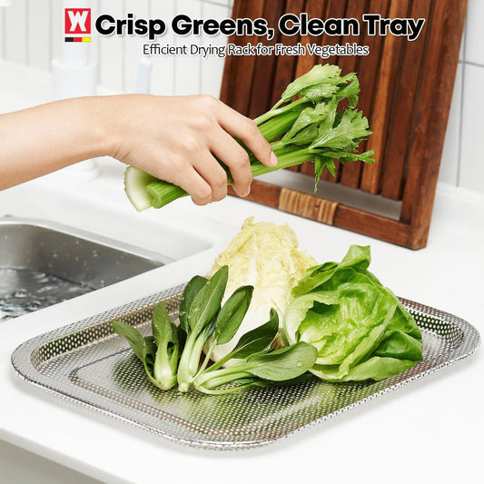 Stainless Steel Colander Tray for Washing-Up Bowl, Multipurpose Rinse Strainer & Dish Drying Rack, Perforated Sink Lid for Vegetables & Fruits (Colander Lid)
