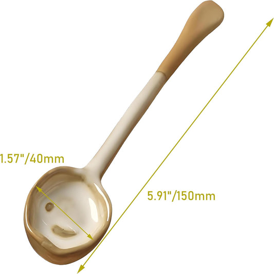 4-Pack - Ceramic Vintage Afternoon Tea, Coffee Whisk, Handmade Spoon, Long-Handle Coffee Scoop, tea scoop for loose tea and coffee
