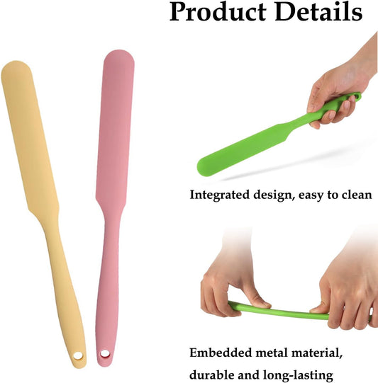 Silicone Jar Spatulas 10 Pcs Long Handle Non Stick Mixing Small Scrapers