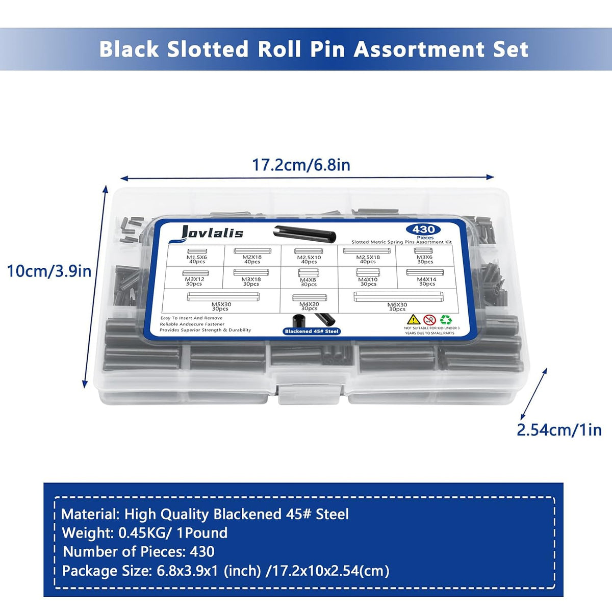 SAE Roll Pin Set, Roll pin Assortment, Slotted Spring Pins
