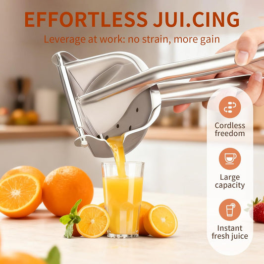 Heavy Duty 304 Stainless Steel Lemon Squeezer, Manual Citrus Juicer Hand Press Juice Extractor, Fruit Presser for Orange, Lime, Grapefruit & Pomegranate