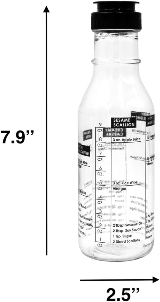 Salad Dressing Shaker & Mixer Bottle with Built-In Recipes 12oz / 350ml