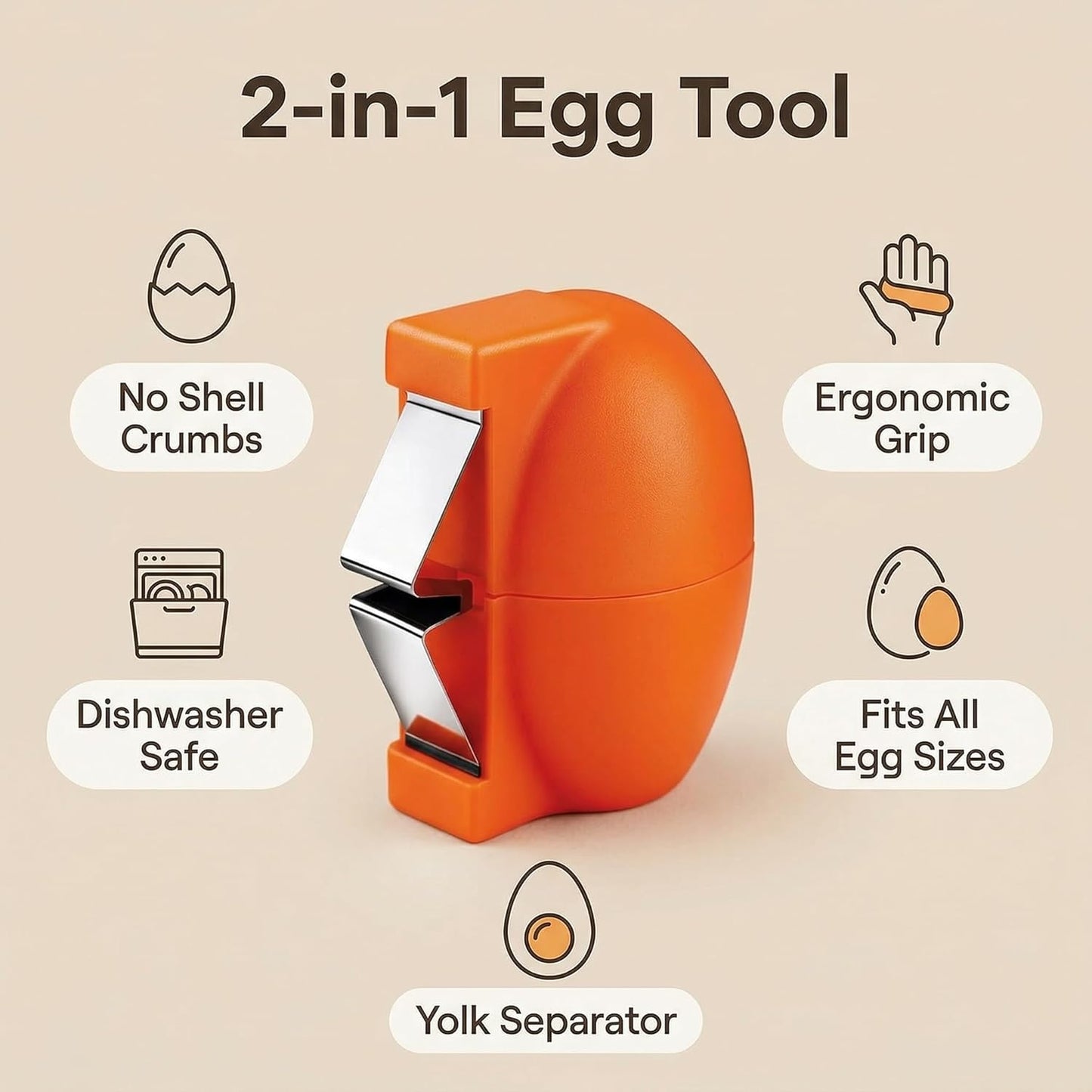 2026 New Egg Shell Opener, 2Pcs Stainless Steel Egg Cracker Tool, Multifunctional Egg Shell Opener for Raw & Hard-Boiled Eggs, Handheld Kitchen Gadget for Easy Peeling & Separating
