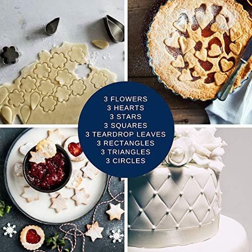 24pcs Mini Cookie Cutter Shapes Set - 8 Shapes, 3 sizes | 100% Stainless Steel, Dishwasher Safe, Rust Resistant, Crisp Cutting Edge , Fruits, Bento Lunch, Sandwich, Fondant, Cheese
