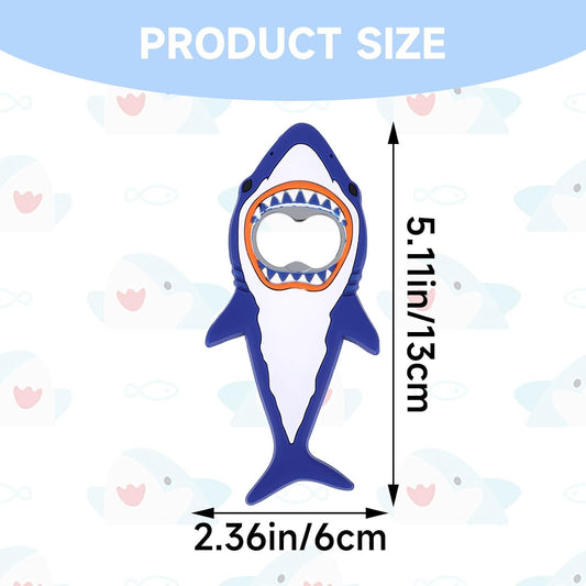 Shark Bottle Opener, Magnetic Beer Bottle Opener for Refrigerator, Silicone Stainless Steel Beer Bottles Openers, Pop Can Soda Can Openers for Boyfriend Husband Father (Blue, 1PCS)