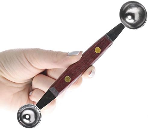 Group of 4 Metal and Wood Double Ended Melon Ballers for Home Decor and Gifting