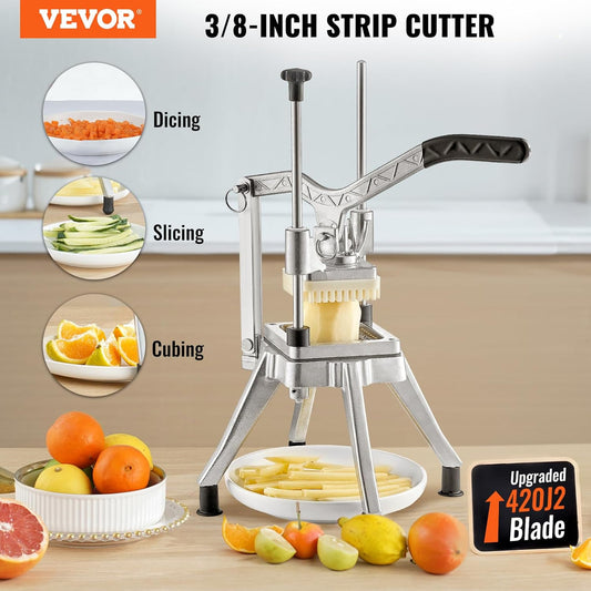 Commercial Vegetable Fruit Chopper 3/8″ Blade Professional Food Dicer Kattex French Fry Cutter Onion Slicer Stainless Steel for Tomato Peppers Potato Mushroom Upgrade Style 3/8"