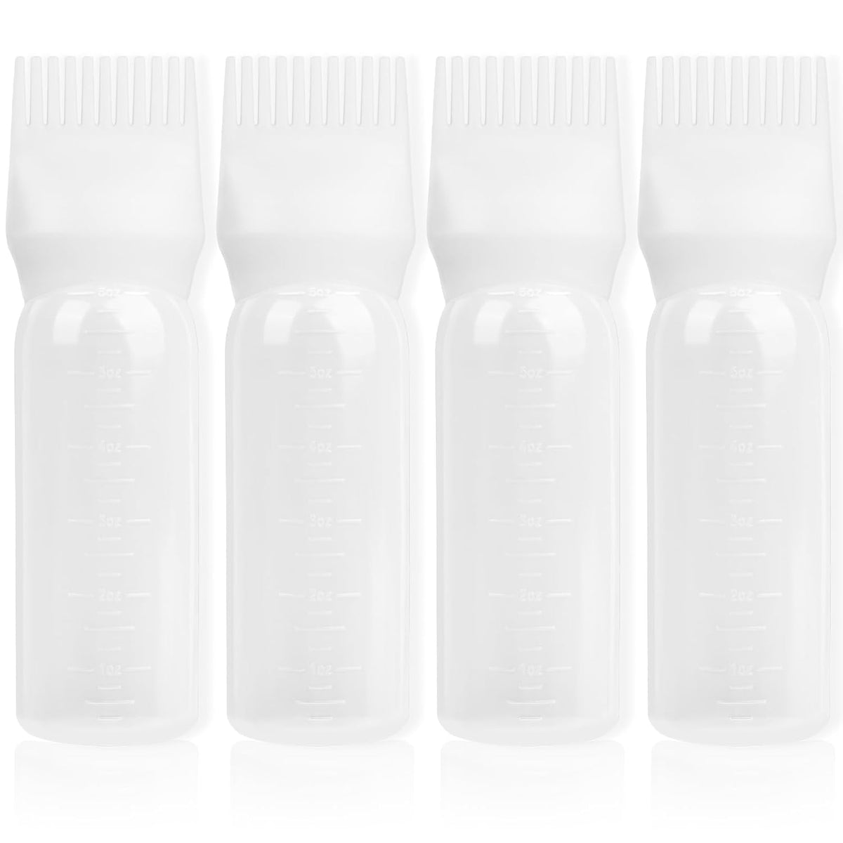 2Pack Root Comb Applicator Bottle - 6 Oz Hair Oil Applicator, Dye Bottle Tools with Oil Dispenser & Root Comb Brush - Pink