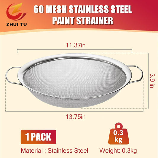 Fine Mesh Paint Strainer 60 Mesh Stainless Steel Paint Filter Emulsion Honey Funnel Filter Cover Fits 5 Gallon Paint Bucket Filter Tool Insert Strains (1 pc)