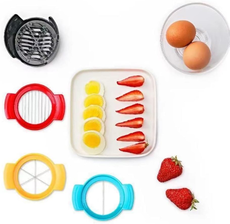 4-in-1 Stainless Steel Egg Slicer for Hard Boiled Eggs, Fruits & More – Effortless Egg Cutter for Salads, Sandwiches, Charcuterie Boards – (Perfect for Strawberries, Bananas, Grapes)