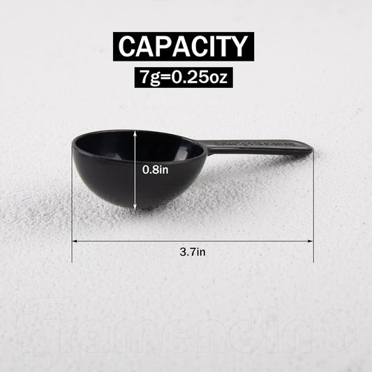 24 Pack Plastic Measuring Spoons Short Handle Scoops for Coffee Tea Sugar Cereal, Black 7g