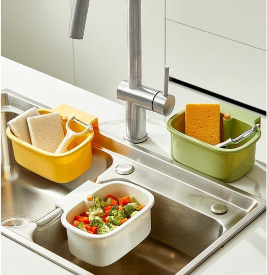 Kitchen Sink Strainer Basket, Faucet Hanging Strainer, Multi-Functional Food Colander,Press Automatic Dumping Kitchen Draining Basket, Easy Drain Filter with Bottom Release (Green)