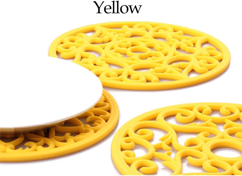 Trivets for Dishes/Pots/Pans, 3 Pcs Silicone Mats, Flexible/Durable/Non Slip Hot Pads to Protect Table and Counter Top (Olive Green)