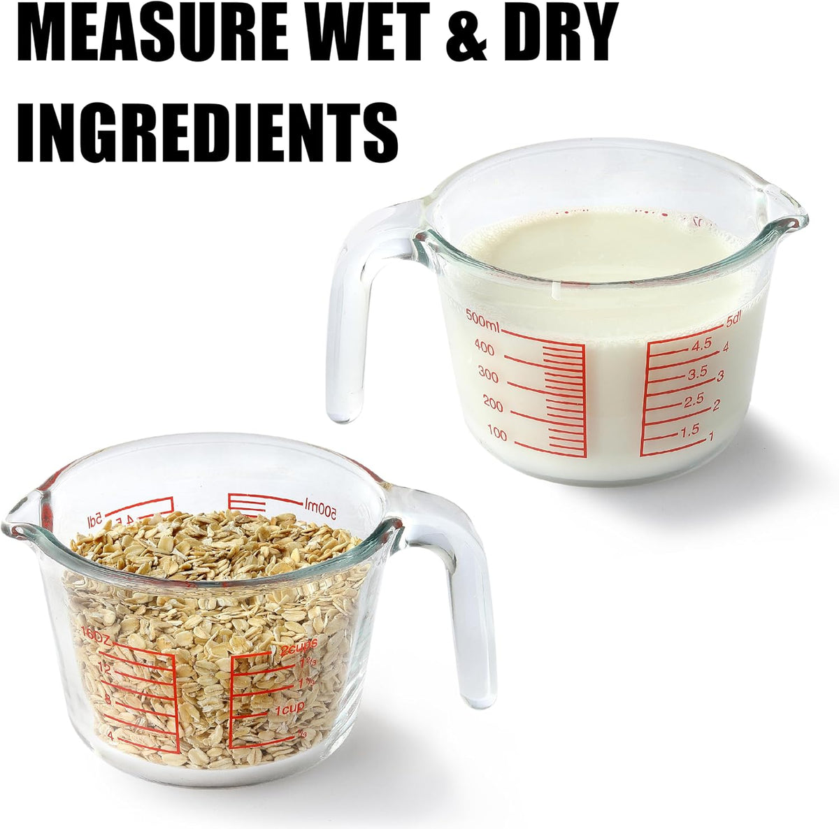 Glass Measuring Cup For Baking and Cooking, Apartment Kitchen Tools (16 oz)