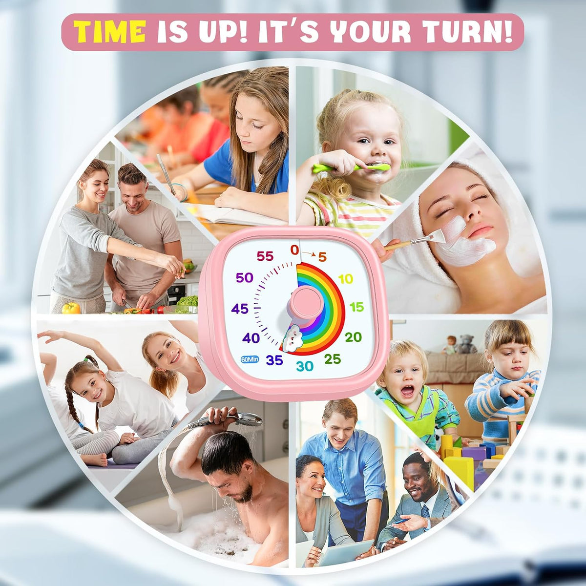 Visual Timer for Kids, 60-Minute Countdown Silent Operation Timer