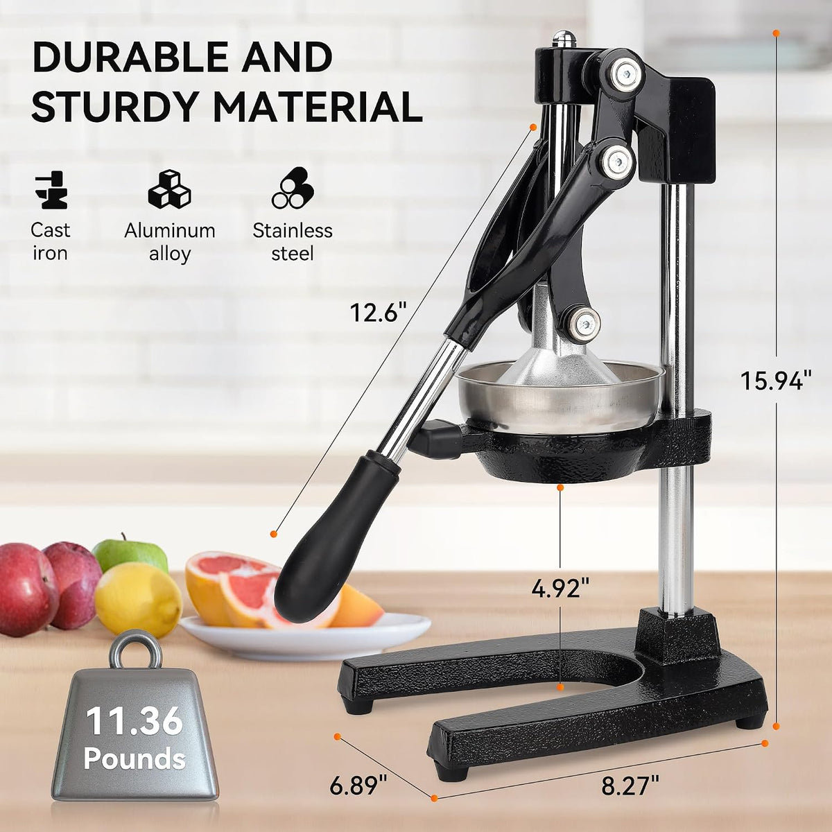 Cast Iron Juicer, Manual Juicer Hand Press for Citrus Pomegranate