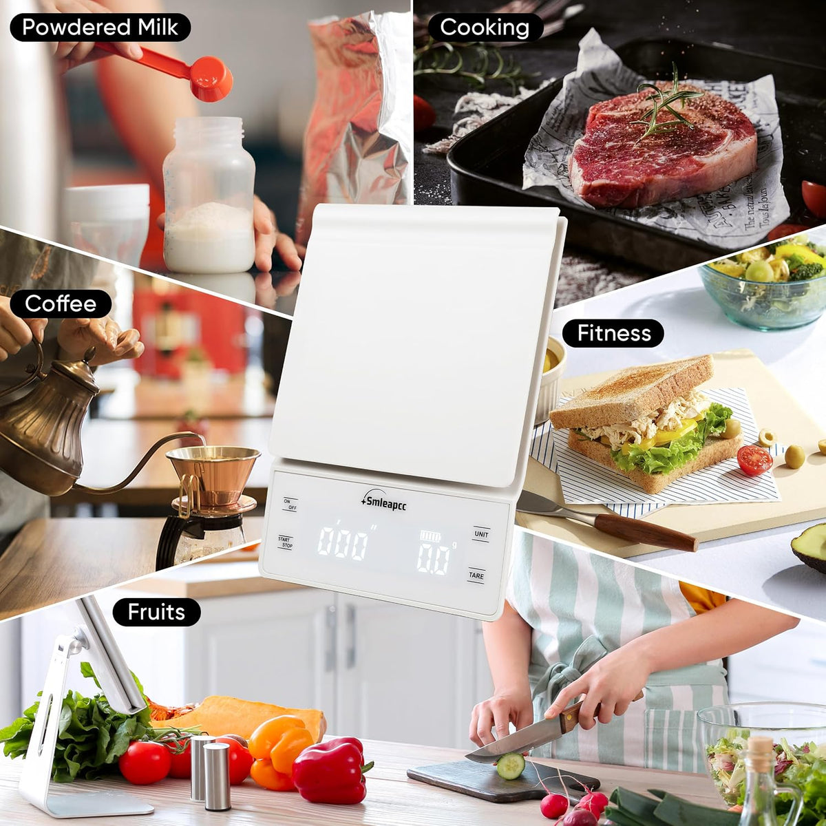 Digital Kitchen Food Scale, White