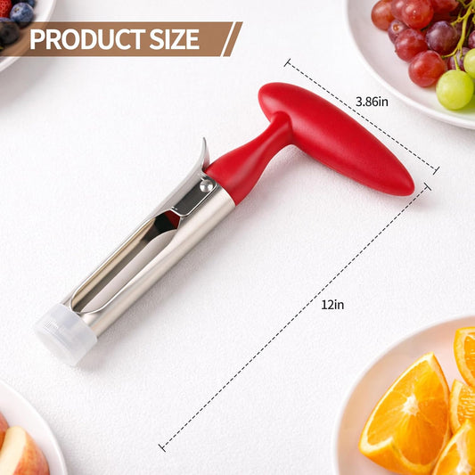 Apple Corer Tool, Ultra Sharp Serrated Blade, 304 Stainless Steel Apple Core Remover with Ergonomic Handle, Easy to Use & Clean, Dishwasher Safe for Apples, Pears & Baking – Red