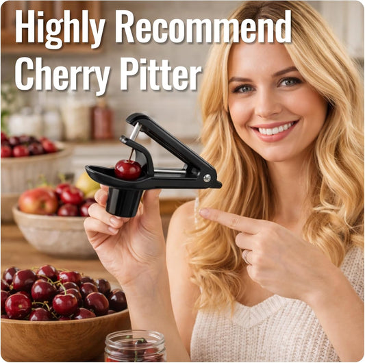 Cherry Pitter, Easy Pitting Cherry Stoner, Stainless Steel Cherries Corer Pitter Tool w/Silicone Cup, Safety Lock Design, Cherry Pit Remover Pitter for Quick, Mess-Free Pitting, Dishwasher Safe