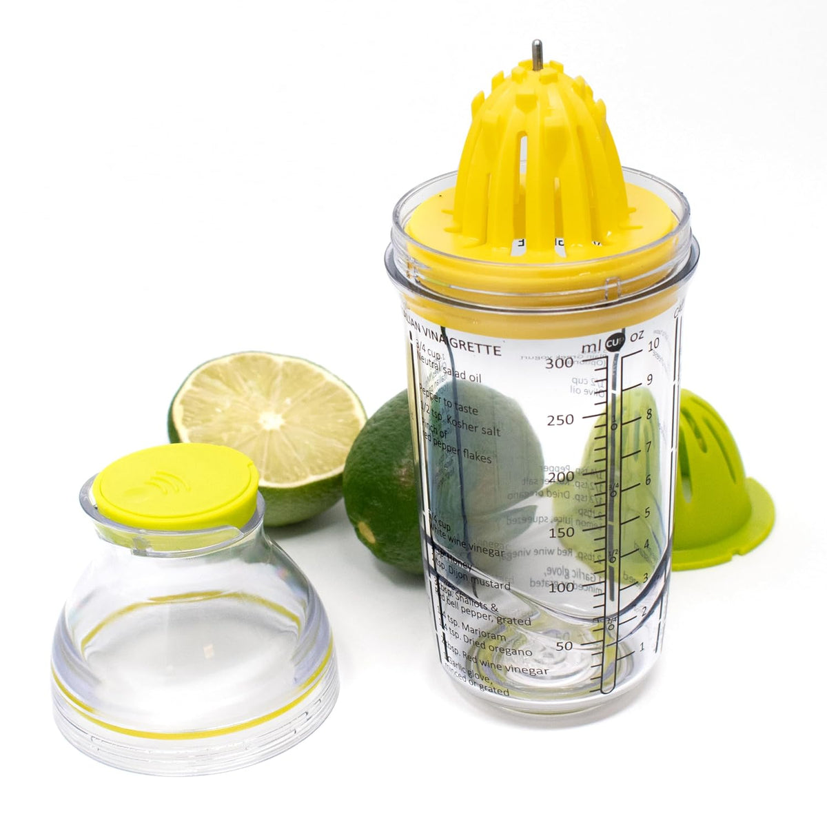 Salad Dressing Maker with Citrus Juicer and Herb Grinder