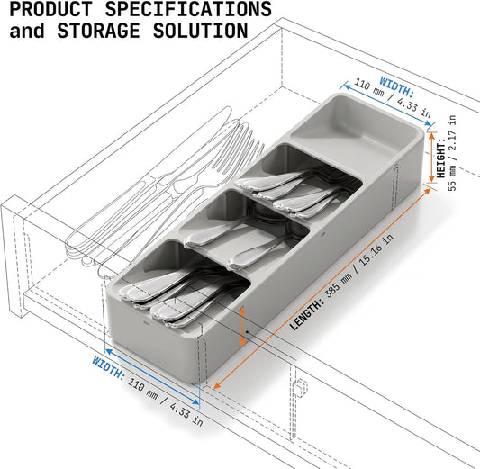 Silverware Organizer for Drawer - Utensil Drawer Organizer Compact Utensil Organizer Silverware Tray Cutlery Organizer Spoon Drawer Kitchen for Kitchen, Office, Bathroom, Living room