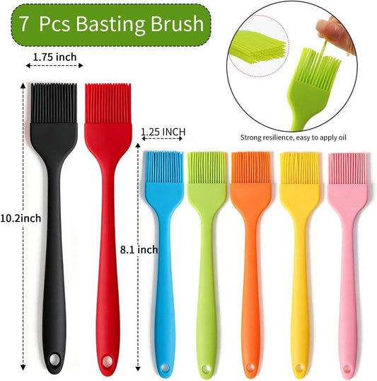 Silicone Marinading Meat Grill Basting Pastry Brush | 7 Pcs Brush for Oil Butter Sauce Sausages Desserts Turkey