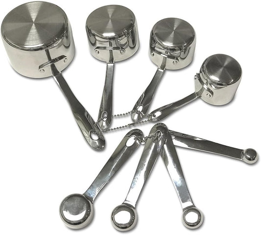 Stainless-Steel 8 pc. Standard-Size Measuring Cup & Spoon Combo Set