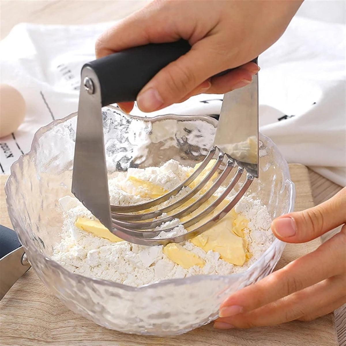 Stainless Steel Manual Dough Blender Pastry Kneader Maker Flour Mixer Butter Lard Cutter Noodle Knife Kitchen Baking Tools, Silver