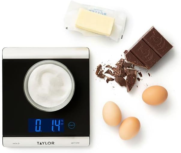 Pro Ultra High Capacity Digital Kitchen Food Scales, Compact Professional Standard with Precision Accuracy and Tare Feature, Black Glass And Stainless Steel, Weighs 15 kg Capacity