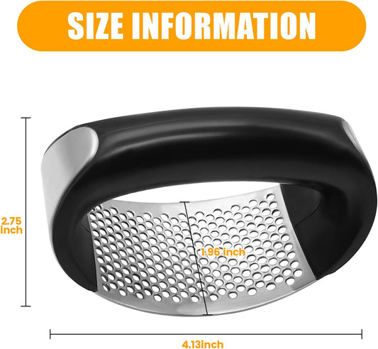 Heavy Duty Stainless Steel Garlic Mincer and Garlic Crusher | Manual Crusher & Mincer with Ergonomic Handle for Easy Cleaning (Groovesblack)