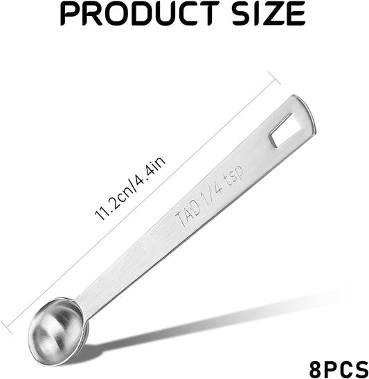 8 PCS 1/4 Teaspoon (1/4 Tsp | 1.25 mL | 1.25 cc) Single Measuring Spoon, Stainless Steel 1/4 Tsp Small Measuring Spoon Mini Measuring Spoons