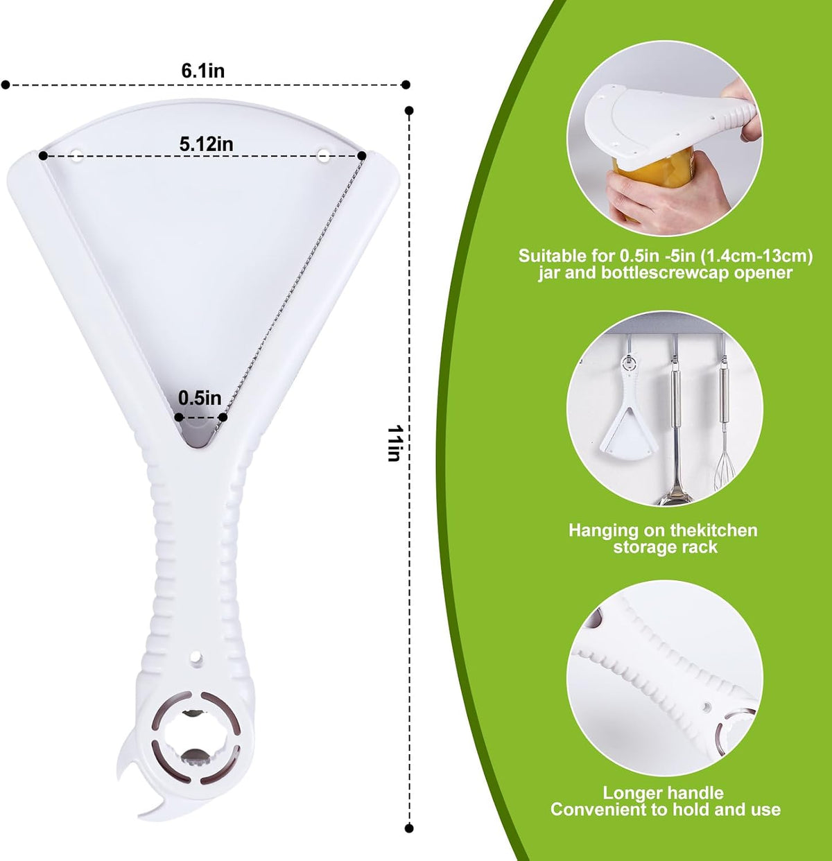 Jar Opener, Effortless for Weak Hands & Seniors with Arthritis, Original Jar Lid & Bottle Opener, Double U-Shaped Grooves Grip Bottle Opener for Any Size Lid