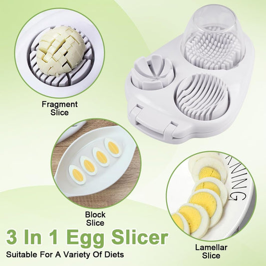 3 In 1 Egg Slicer For Hard Boiled Eggs, Strawberry Slicer Grape Cutter, 2026 New Stainless Steel Dicer Egg Slicer Dishwasher Safe, Fruit Cutter For Egg Strawberry Mushroom