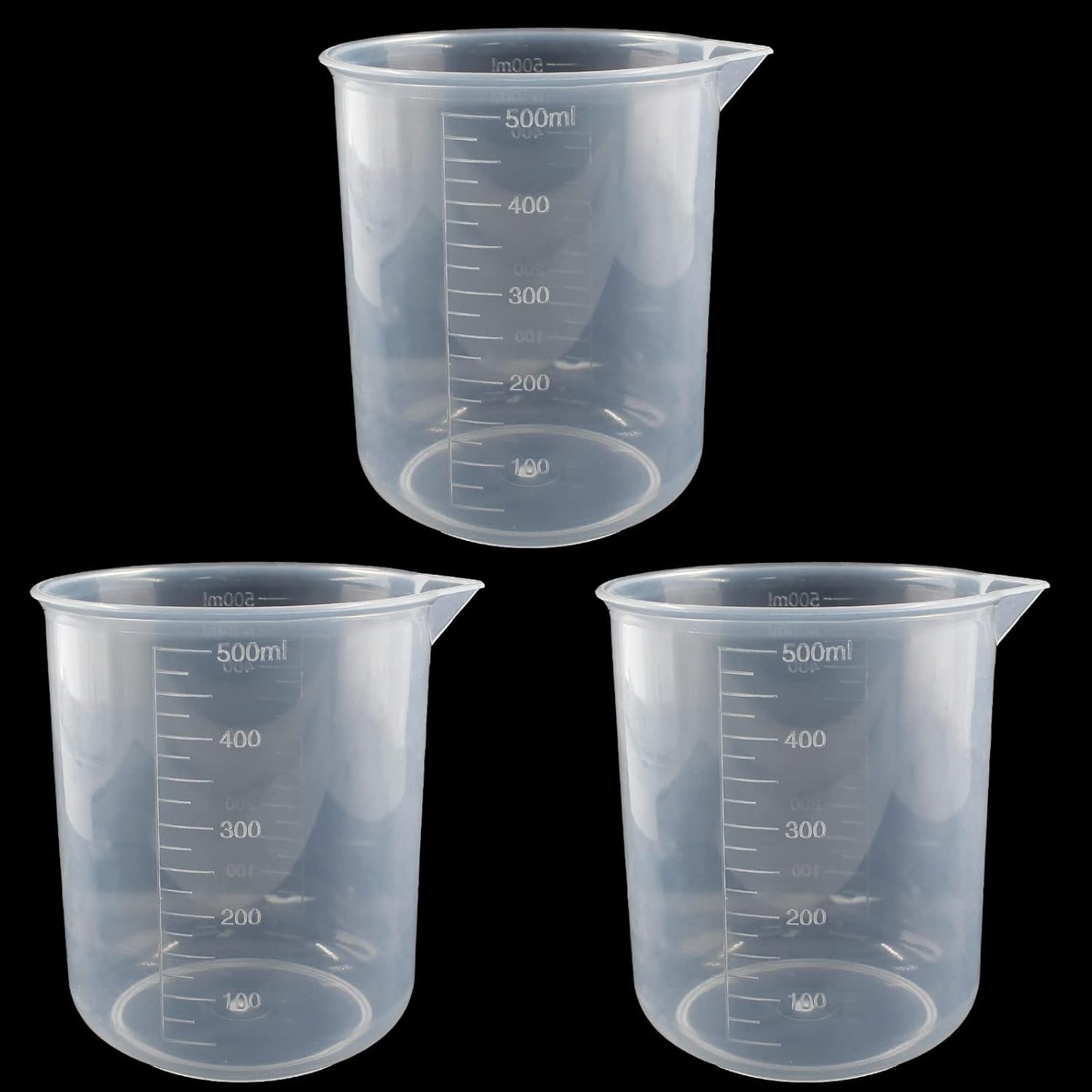 100ml/3.4oz Plastic Graduated Beaker, 3 Pack, Transparent | PP Material, Measuring Cup, Mixing Cup, For Kitchen Lab
