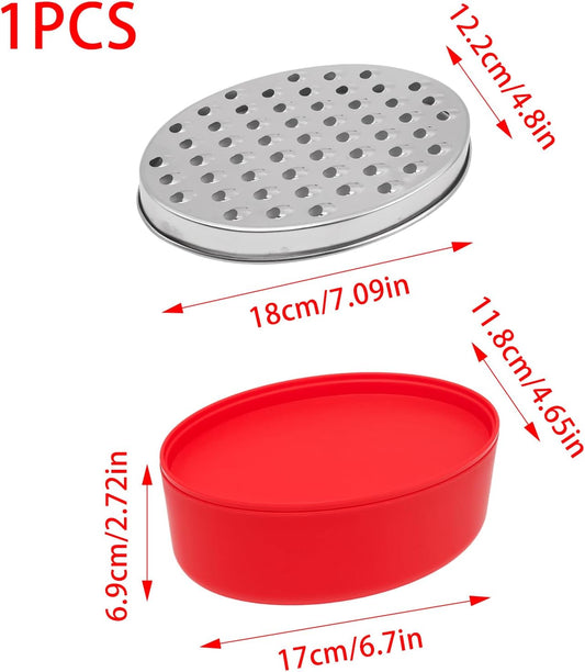 Stainless Steel Cheese Grater with Airtight Storage Container Vegetable Slicer Potato Shredder Box Grater for Kitchen Tool for Cheeses Carrots Ginger, with a Brush, Red
