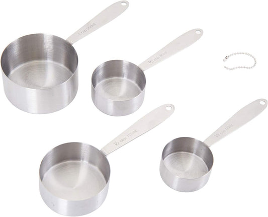 Measuring Cups and Spoons Set, 9-Piece Stainless Steel Kitchen Measuring Set with Engraved Measurements, Nesting Design with Rings for Easy Storage