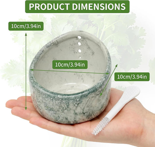 4" X 4" Ceramic Herb Stripper Bowl, Handmade Pottery Herb Tool for Peeling Off the Leafy Assembly