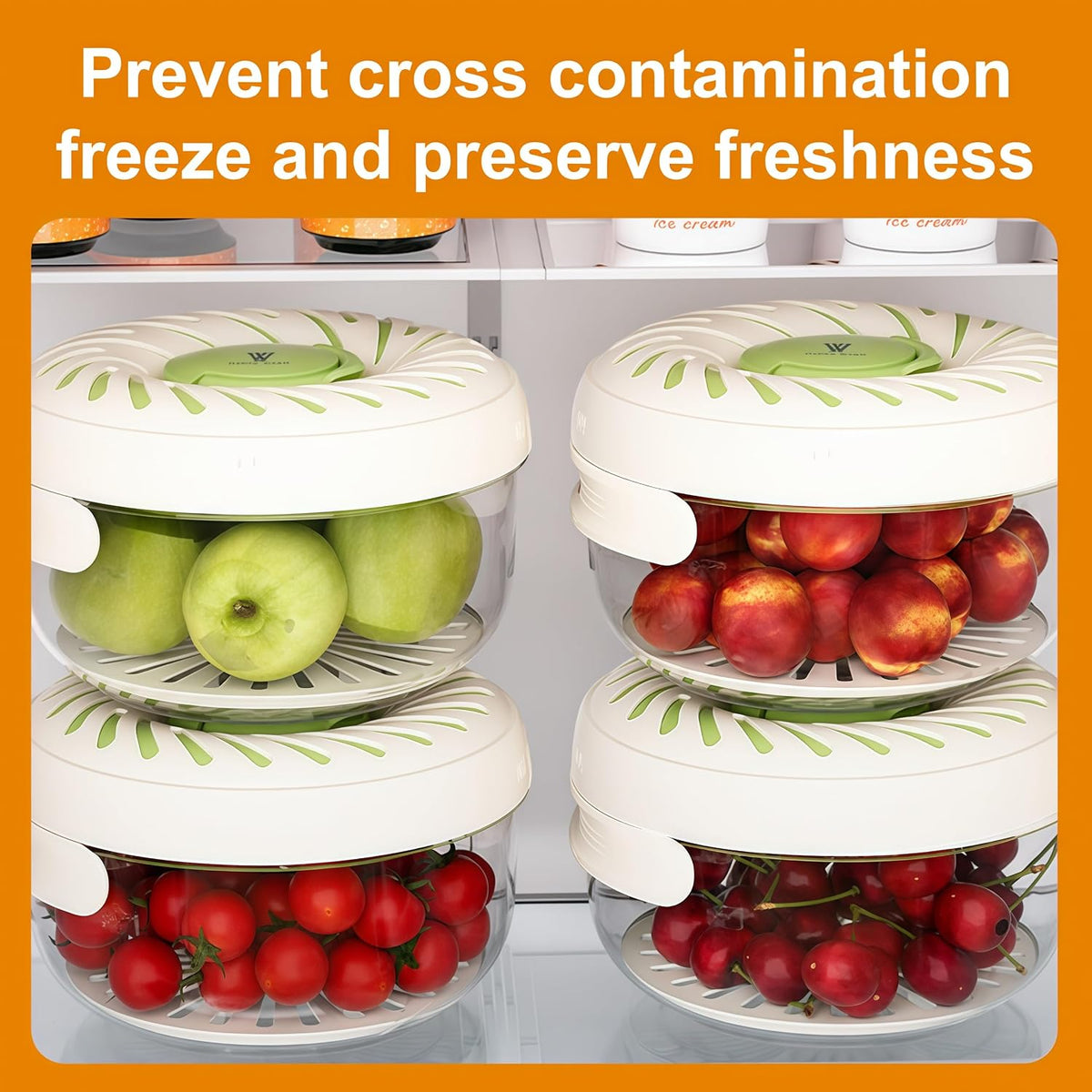 Fruit Strainer Storage Container with Lid,Ice Tray Drain Basket - 2 Pack