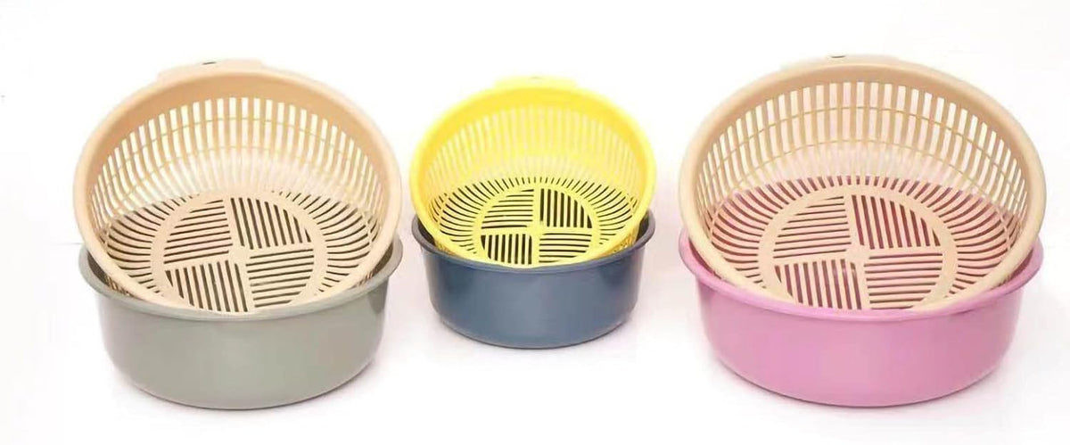 2 in 1 Small Colander Bowl Set, Detachable Strainer and Serving Bowl Kitchen Fruit Vegetable Washing Drainer for Home Meal Prep and Salad Making (7.09x2.56inch)
