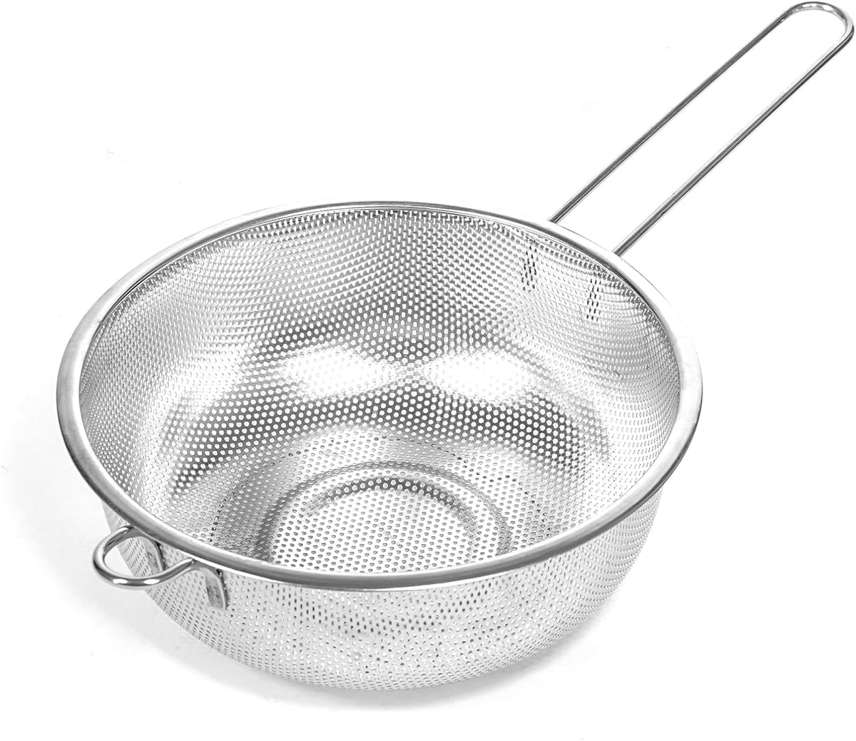 Metal Fine Mesh Strainer and Colander for Kitchen with Handle, Stainless Steel Pasta Strainer/Kitchen Funnel/Collander/Sifter for Strain/Wash Vegetables, Fruits, Spaghetti, Rice (10.2")