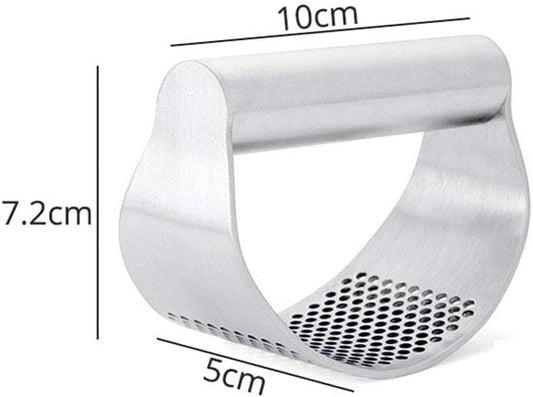 Garlic Press Rocker Stainless Steel, Fruit Crusher with Comfortable Handle Porous Surface, Easy Use & Clean, Vegetable Squeezer Kitchen Tool