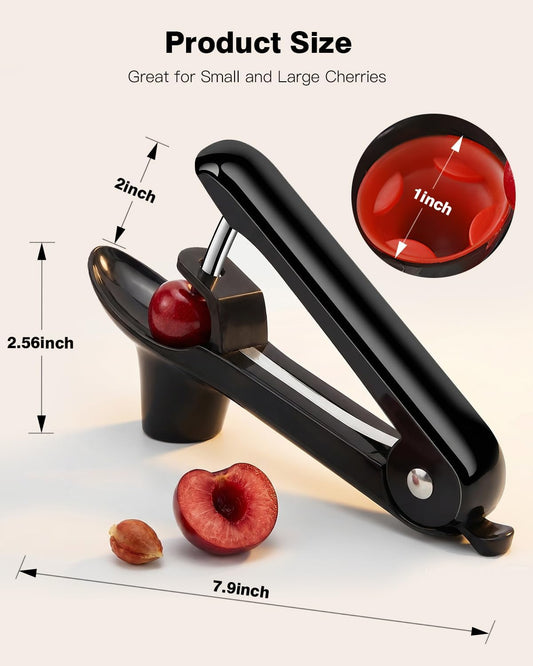 Cherry Pitter, Cherry Pit Remover Tool Cherries Corer Pitter for Cherry Jam | Olive Seed remover stones with lock design, Durable Cherries seed Corer with Hand-held Push (Black)