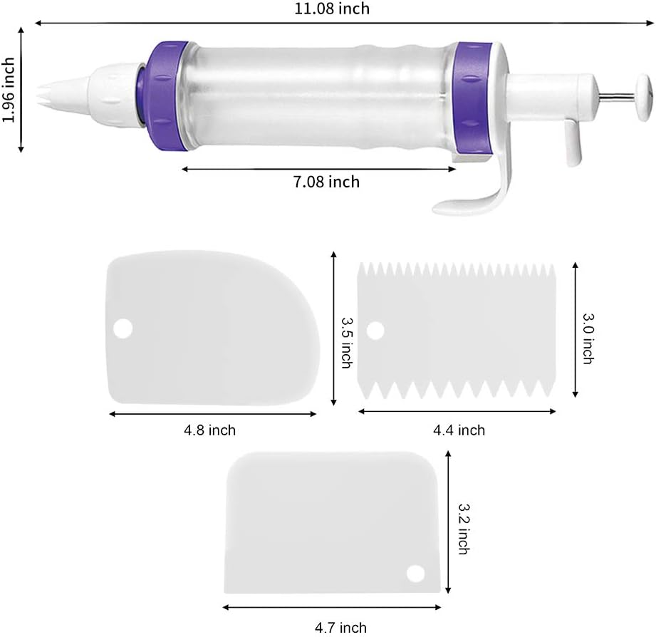 Frosting Piping Kit with Syringe Dispenser, 7 Nozzles, 3 Cake Scrapers