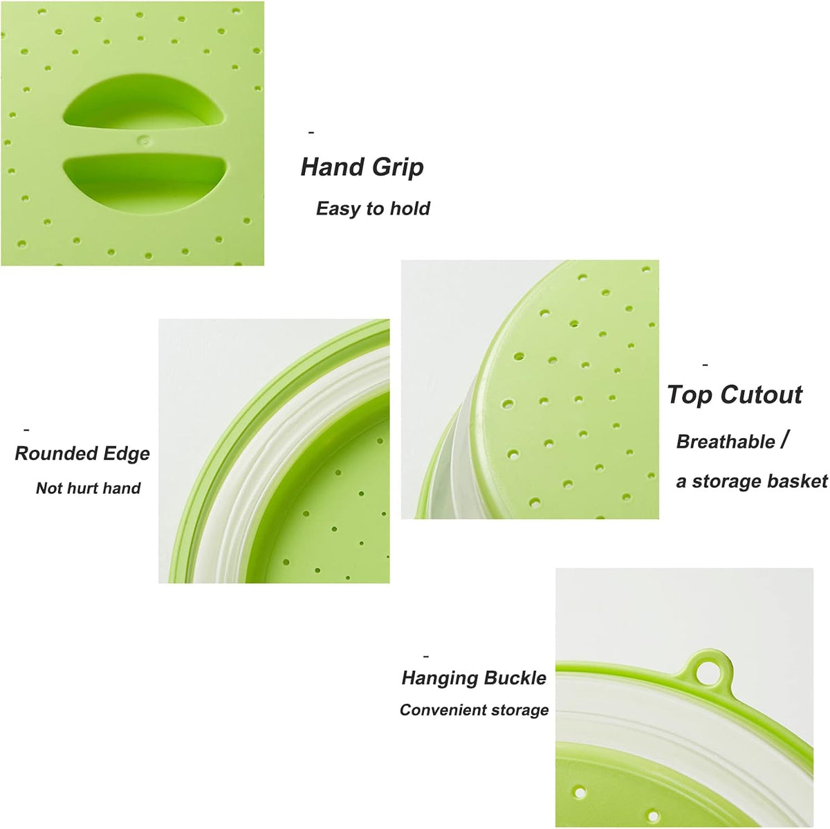 Collapsible Silicone Microwave Food Cover Splatter Guard 10.5 Inch
