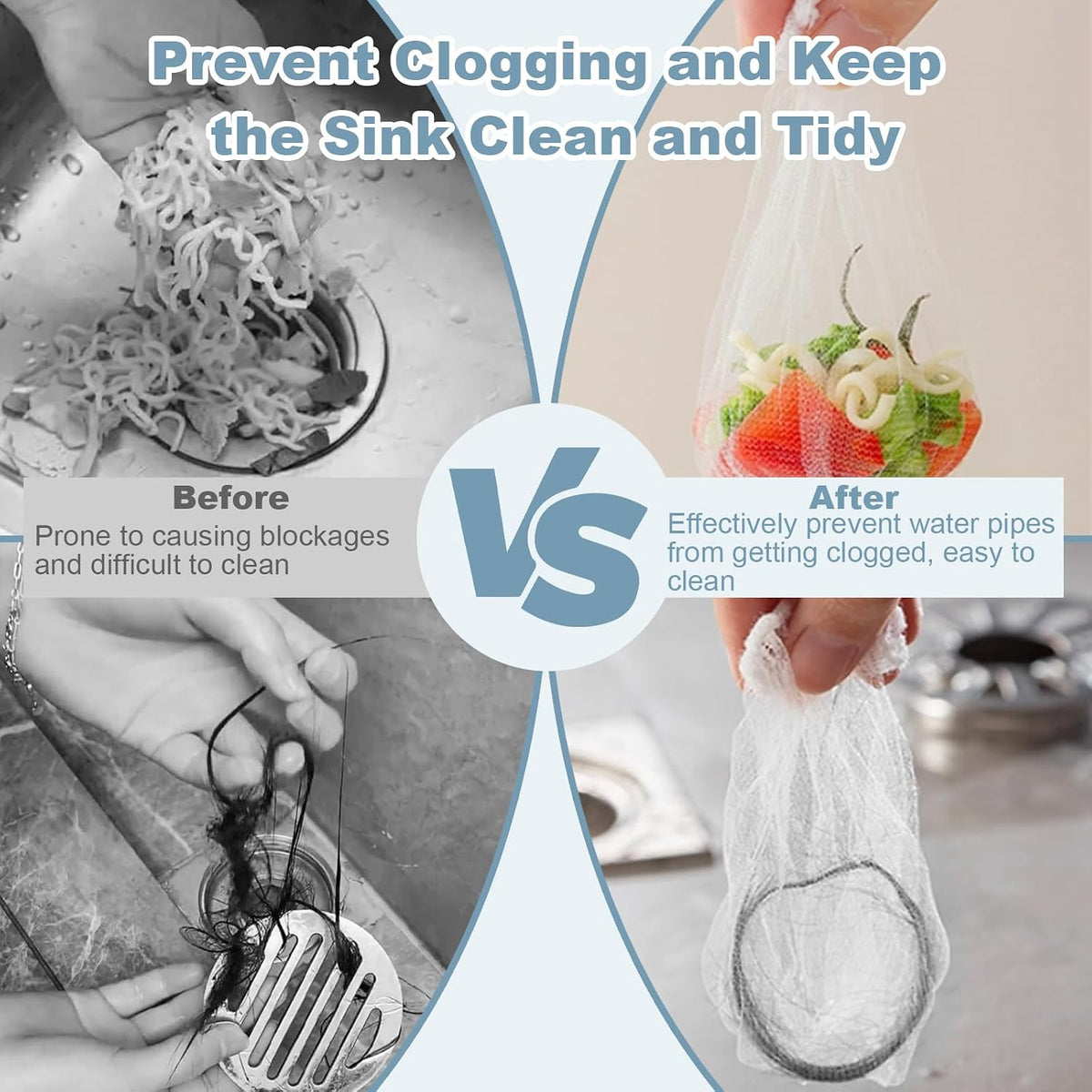 200 PCS Kitchen Mesh Sink Strainer, Disposable Sink Strainer Covers, Drain Nets for Kitchen Sink for Collecting Kitchen Food Waste Leftover Garbage