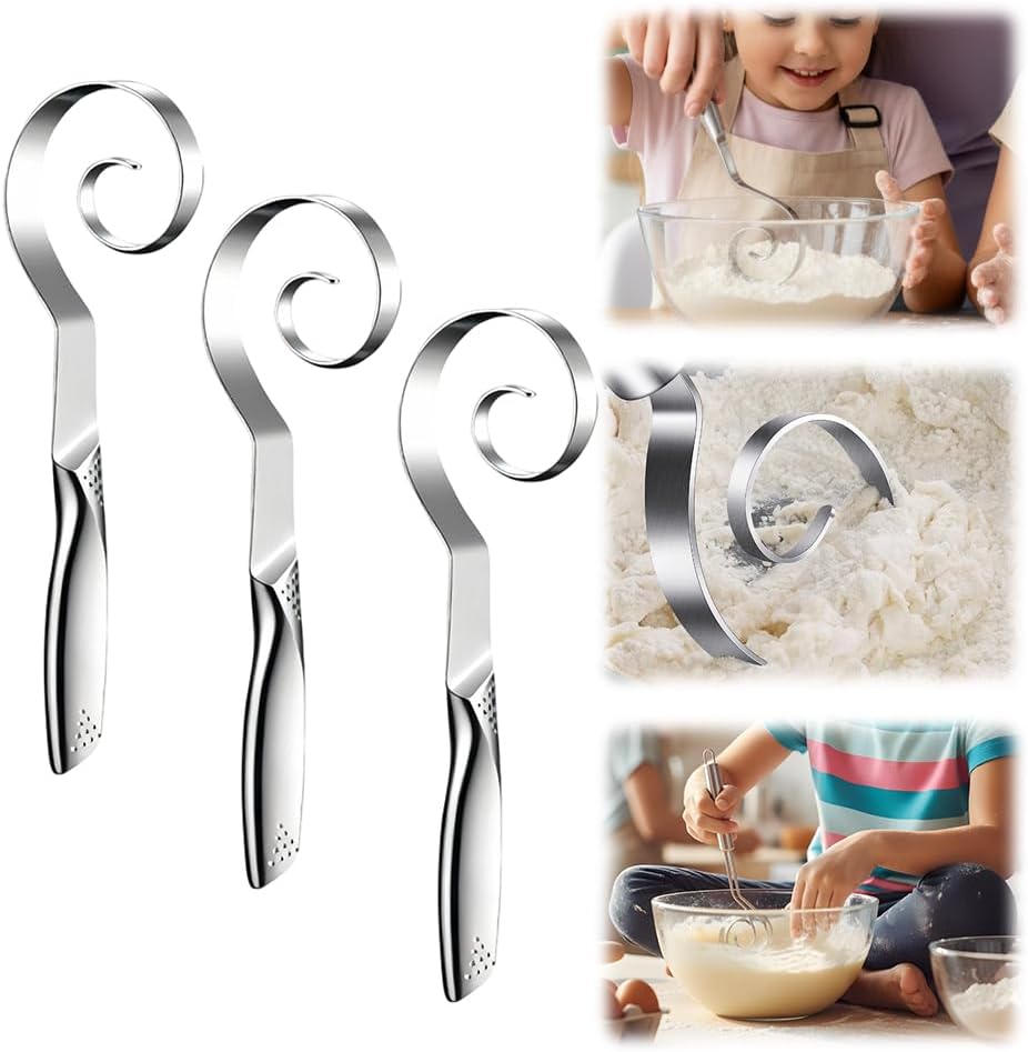 Seamless Dough Whisk, 2026 New 430 Stainless Steel Dutch Bread Dough Whisk Tool for Sourdough Bread Baking, Whisking, Pizza, Pastry, Cake Batter, Biscuits (1)