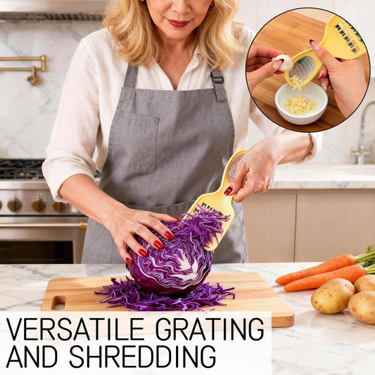 2 in 1 Vegetable Grater Handheld - Stainless Steel Coarse Grater and Cabbage Shredder, Ideal for Ginger, Garlic, Cheese, Potato, Carrot - Kitchen Slicer and Food Prep Tool