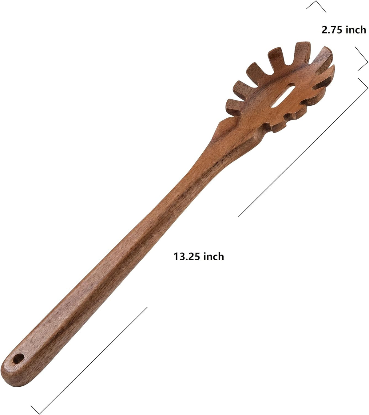 13'' Wooden Pasta Spaghetti Spoon with Teeth, Pakkawood Fork Serving Utensil, Pastas Spatula Kitchen Tool, Slotted Pasta Spaghetti Strainer Spoon for Cooking Serving, Stirring & Serving Noodles